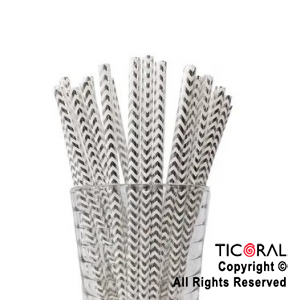 SORBETE POLIPAPEL METALIZADO IMPRESO ZIG ZAG BLANCO Y PLATA X 25